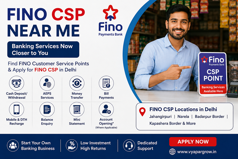 FINO CSP Near Me FINO CSP Registration in Delhi Vyapar Grow