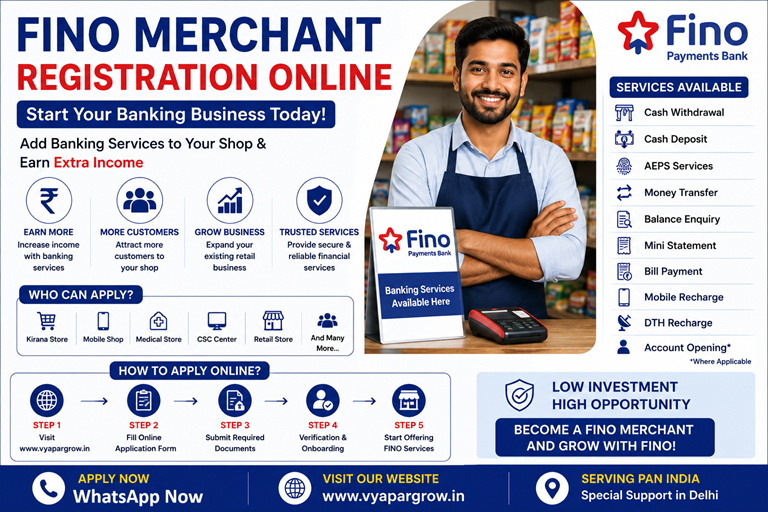 FINO Merchant Registration Online Apply FINO Merchant Vyapar Grow